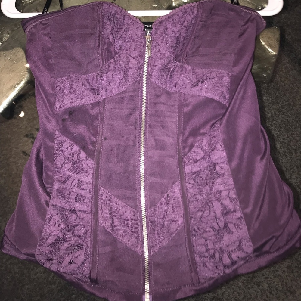 Bebe Bustier Corset Silk With Lace Panels Gem